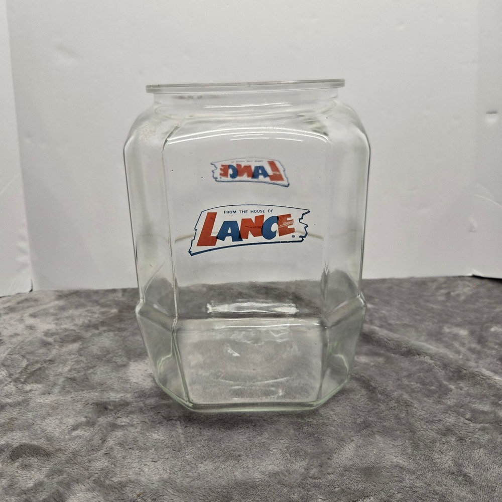 Vintage Lance Glass Cracker Jar Octagon Snack Cookie Counter Display No Lid